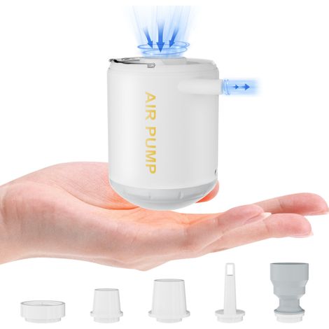 Pompe à Air Portable Sans Fil – Gonflage/Dégonflage Rapide – Pour Bouées Piscine, Matelas, Anneaux – Batterie 2000 mAh – Lanterne Camping LED – 5 Embouts (1/5)