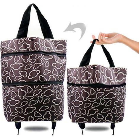 Sac shopping pliable à roulettes, sac trolley pliable à roulettes pour femme, caddie (1/2)
