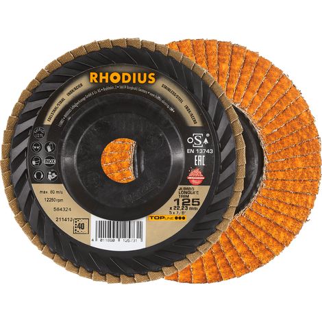 RHODIUS JUMBO LONGLIFE TRIM, 10 Stück, 115 mm, Korn 80, Fächerschleifscheibe (1/5)