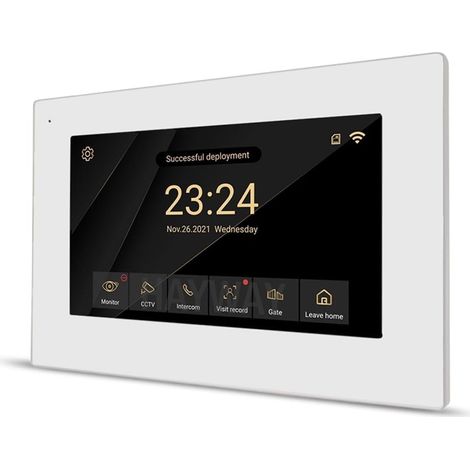 Système d'interphone vidéo Tuya Smart Home 7 Pouces écran Tactile Porte d'accès téléphone avec 1080P 110 ° caméra de Sonnette Filaire(R6-M503WA) (1/5)