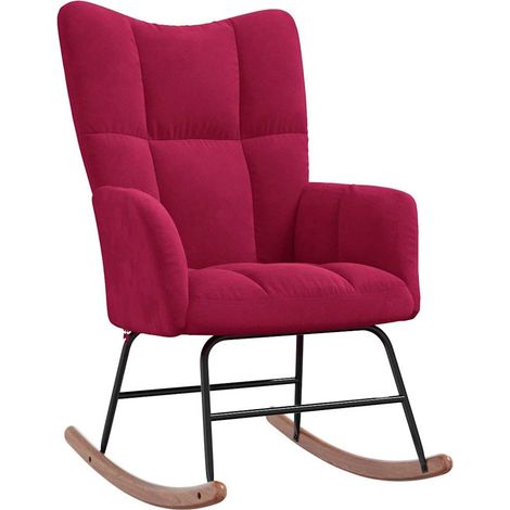 Chaise à bascule,Chaise de relaxation Rouge bordeaux Velours CFW77460 (1/5)