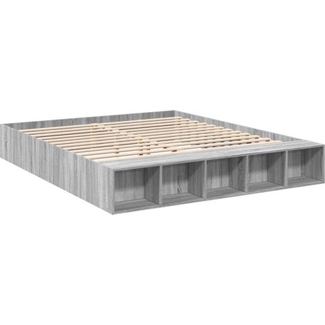 Bettgestell Grau Sonoma 200x200 cm Holzwerkstoff vidaXL (1/4)