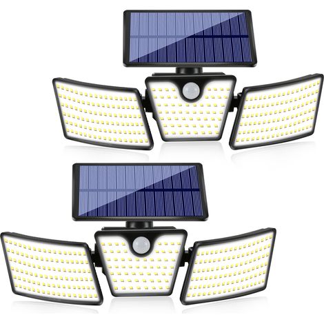 Spots solaires triples, appliques murales extérieures à LED avec détecteur de mouvement humain, éclairage de jardin et de terrasse, petits lampadaires adaptés aux porches, jardins et terrasses
