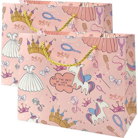 2Pcs Petit Sac Cadeau Anniversaire Enfant Pochette Cadeau en Papier 25x20 cm Sacs Cadeaux pour Les Cérémonies de Remise des Diplômes, Halloween ou Anniversaire (1/5)