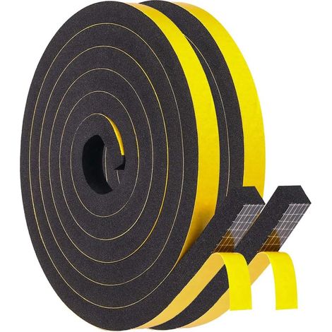 Joint D'étanchéité Autocollant - 4M - Caoutchouc EVA - Anti-Bruit Et Étanche - Pour Porte Et Fenêtre - 12x12mm Noir (1/5)