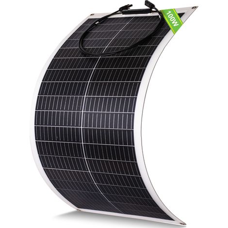 ECO-WORTHY 100W 12V Solarpanel Flexibel Monokristallines Solarpanel, Solarmodul mit Ladekabel für Wohnmobil Auto Boot 12V Batterien (1/5)