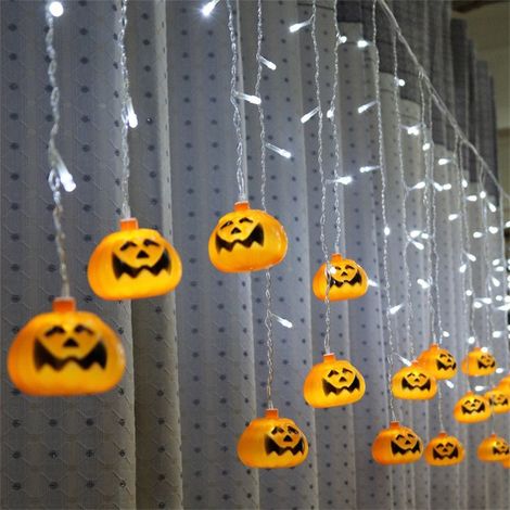 Halloween-Kürbis-LED-Lichterkette, 3,5 m – 96 orangefarbene LEDs für die Weihnachtsdekoration im Garten (1/5)