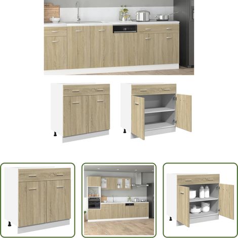 Küchenraum - Schubunterschrank Lyon Sonoma-Eiche 80x46x81,5 cm Holzwerkstoff (1/5)