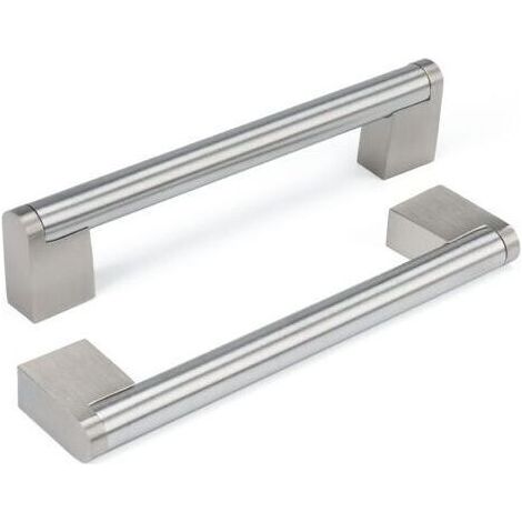 Lot de 10 Poignée Meuble Poignee de Meuble Cuisine Inox Poignée de Porte Poignée Cuisine Nickel Brossé en Acier Inoxydable Entraxe 128mm (1/4)