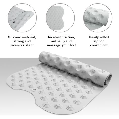 Tapis de baignoire à texture douce — Tapis de douche antidérapant et résistant aux moisissures (Dimensions : 99 x 41 x 0,30 cm) (1/5)