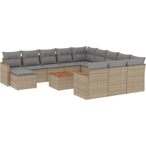 Maison Exclusive - Juego de sofás jardín con cojines beige mezcla (1/5)
