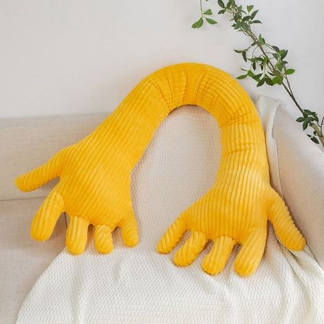Coussin Forme Main - 80 cm - Tissu Velours Doux - Rembourrage Polyester - Pour Canapé Chambre Décoration Intérieure - 1 Pièce (1/3)