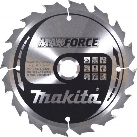 Makita Kreissägeblatt MAKFORCE 160/20 mm, 16 Zähne, 1,5 mm, Holz