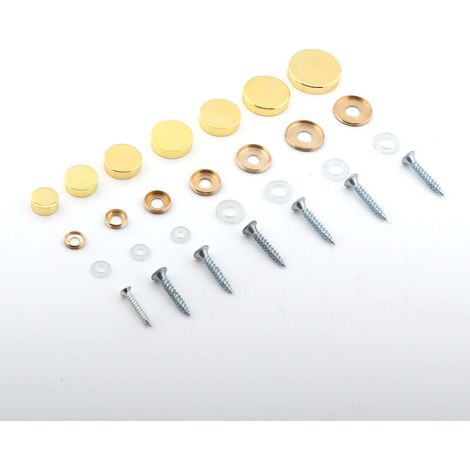 （gold）32Pcs Decorative Cap Mirror Screws Stainless Steel Screw Cover Screw Caps Decorative Mirror Fasteners, Advertising Materials, Nails, Construction
