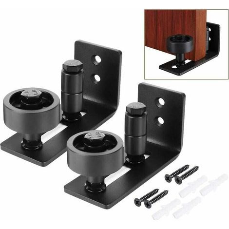 2 Pièces Multifonctionnel - Guide de Plancher Bas de Porte de Grange - Rouleau Réglable - Guide au Sol pour Portes Coulissantes (1/5)