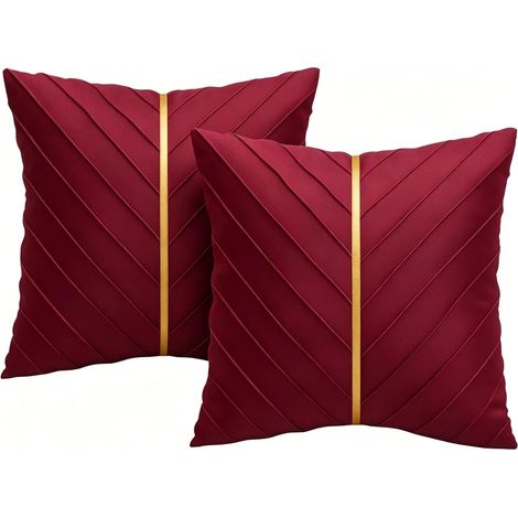 Housse de Coussin Rouge 45 x 45 Lot de 2 Doree Housse Coussin Canapé Decoratif Doux Élégant Luxueux Salon Taie d'oreiller Décoratif pour Salon Jardin Chambre Maison Décor Noël d'hiver (1/5)