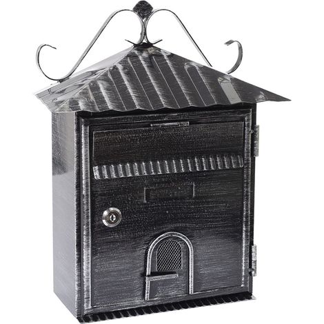 ARREGUI Rustica D-2204 Cassetta Postale Individuale in Metallo di Stile Rustico, Cassetta della Posta da Parete, Decorativo, Dimensione S (DIN A5), Facile da Montare, Nero (1/5)