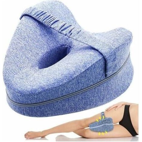 Cuscino per ginocchia per dormire sul fianco, cuscino per elevare le gambe, cuscino comfort per le gambe, cuscino per ginocchia per dormire, cuscino ortopedico in memory foam per le gambe (blu)