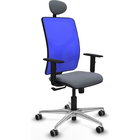 Chaise de bureau piqueras y crespo Motilla bleu aluminium maille (1/2)