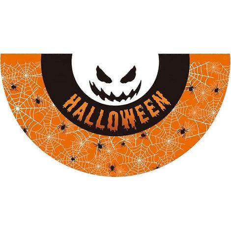 Guirlande de fanions Halloween, fanions en forme d'éventail à suspendre, décoration murale d'Halloween en demi-cercle pour fête et ambiance festive (1/5)