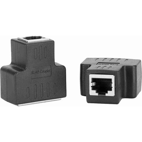 SJLERST Coupleur RJ45, Adaptateur de Câble Ethernet 2 Pièces 1 en 2 Sorties Interface Femelle RJ45 Connecteur LAN Câble Répartiteur D'extension pour Fil Internet (1/5)