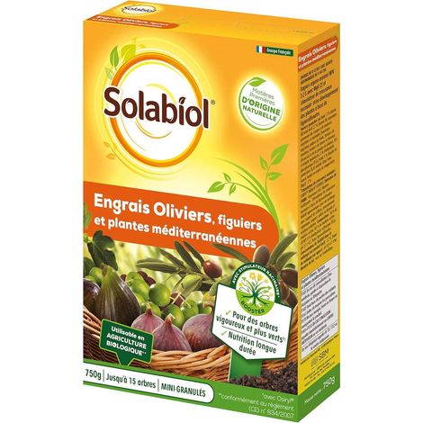 Engrais biologique pour oliviers et figuiers – 750g – Améliore la croissance et la production de fruits – Utilisable en agriculture biologique – Solabiol