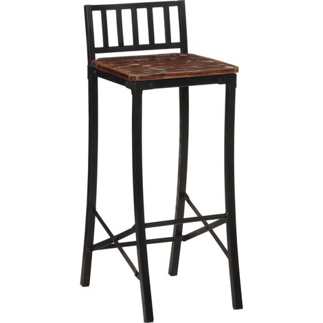 Lot de 2 Tabourets de bar，Chaise de bar bois de récupération massif CFW577934 (1/5)