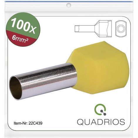 Quadrios 22C439 Embout double d'extrémité de câble 6 mm² partiellement isolé jaune 1 set X572302 (1/5)
