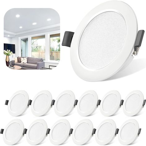 Spot LED Encastrable 5W, IP44 4000K Spot Led Extra Plat Blanc Neutre 450lm Lot de 6, Trou 68-80mm 230V 25mm Plafonnier Encastré Pour Salle de Bain Cuisine Salon Couloir (1/5)