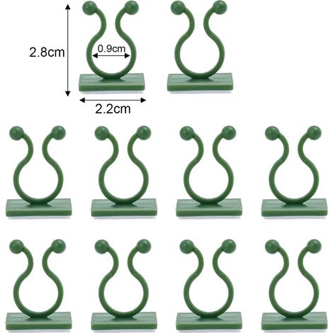 (20 pièces, vert - S) Clips de support invisibles pour plantes grimpantes, orchidées, tomates, etc. - Fixation murale autocollante en plastique. (1/4)