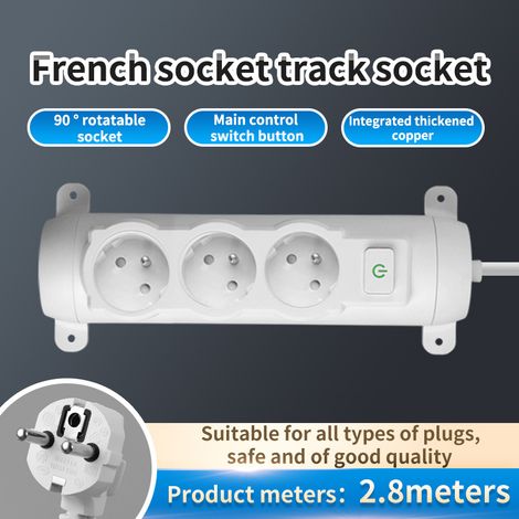 Multiprise Convertisseur EU – Idéal Bureau & Voyages, Adaptateur avec Interrupteur,Cordon d'alimentation de 3 mètres, douille à trois trous (1/5)