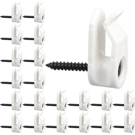 Paquete de 20 clips para guirnaldas de luces exteriores, soportes de cable resistentes a la intemperie para patio, decoración de fiestas (blanco) (1/5)