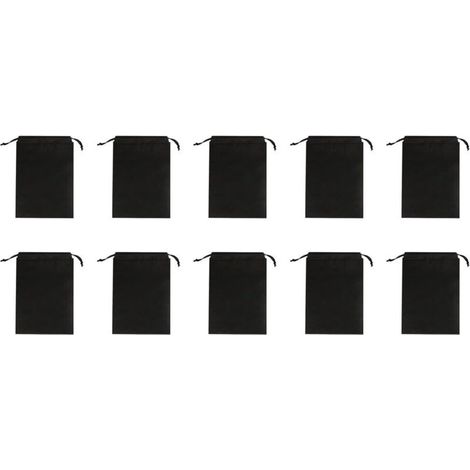 Lot de 10 sacs de rangement, noirs, avec cordon de serrage, sacs à chaussures de voyage, en non-tissé, sac de rangement portable pour vêtements, livres, cosmétiques (M) (1/5)