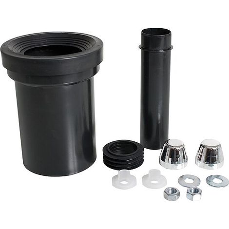 WC-Anschlussgarnitur mit Abflussrohr 110 mm mit verchromten Kappen - Ablaufstutzen außen