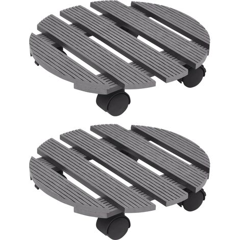 Plant Trolleys 2 pcs Grey Ø30x7.5 cm WPC vidaXL