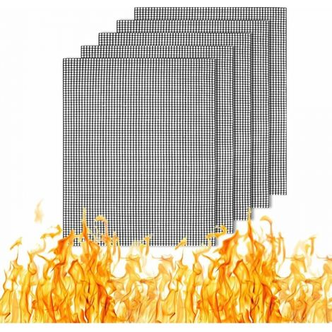 Mesh BBQ Grill Mat, 5Pcs Non-Stick BBQ Grill Mat Reusable Barbecue Mats Durable BBQ Mesh Cooking Mat for Charcoal, Gas, Electric Grill