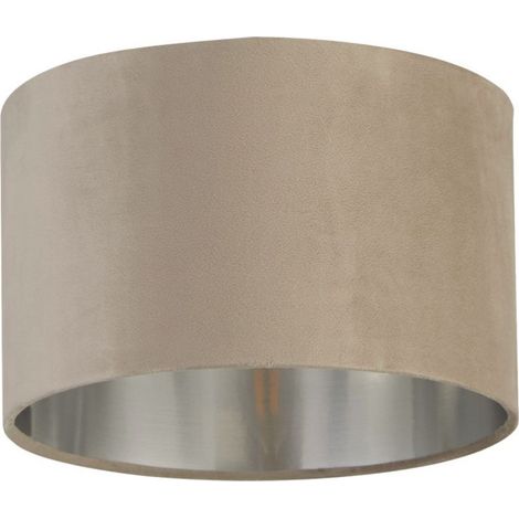 Abat-jour pour suspensions en tissu Ø 28 cm en argent taupe brossé abat-jour rond moderne en verre (1/5)