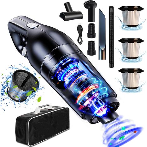 Aspirateur Voiture,18000/15000PA Aspirateur à Main sans Fil Aspirateur de Table Puissant Rapide Rechargeable Mini Humide et Sec Adapté Maison,Bureau,Aspiration niveau 2,Filtre en Acier Inoxydable (1/5)
