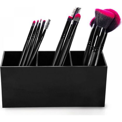 Organisateur de pinceaux de maquillage à 3 grilles Boîte de rangement en plastique pour stylos cosmétiques organisateurs de maquillage (1/4)