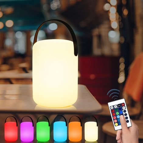 IP65 Lampe de Table Sans Fil Extérieure Rechargeable avec Télécommande, Dimmable Lampe de Table avec 16 Couleurs, étanche Portative Décoration de Jardin pour Barbecue, Camping, Terrasse (1/5)