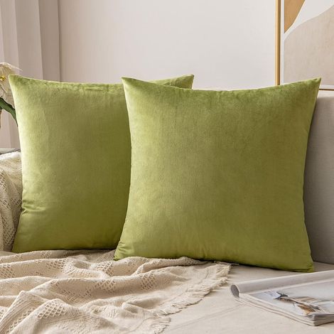 Fodere per cuscini, fodere per cuscini da divano, fodere per cuscini da soggiorno, arredamento moderno, velluto morbido e resistente, eleganti con cerniera nascosta, 2 pezzi, 50 x 50 cm, verde (1/5)