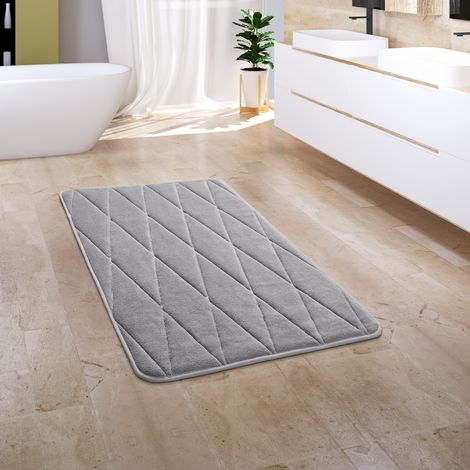 Paco Home Badezimmerteppich Badematte Badteppich Badvorleger Flauschig Memory Foam 3D 50x80 cm, Grau 2