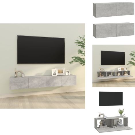 TV-Wandschränke 2 Stk. Betongrau 100x30x30 cm Holzwerkstoff - TV Schrank - Holzwerkstoff Möbel - Wandregal - Wohnraum Dekoration - Betongrau (1/5)