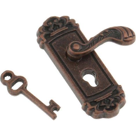 Clé de serrure de porte vintage miniature pour maison de poupée à l'échelle 1/12 : poignée droite (1/5)