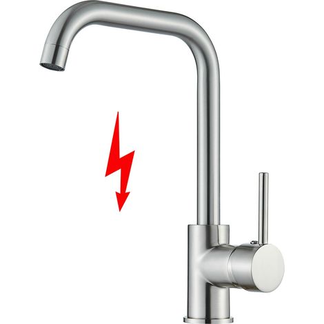 Robinet de cuisine basse pression avec 3 raccords pour chaudière, mitigeur basse pression, pivotant à 360° (brossé) (1/5)