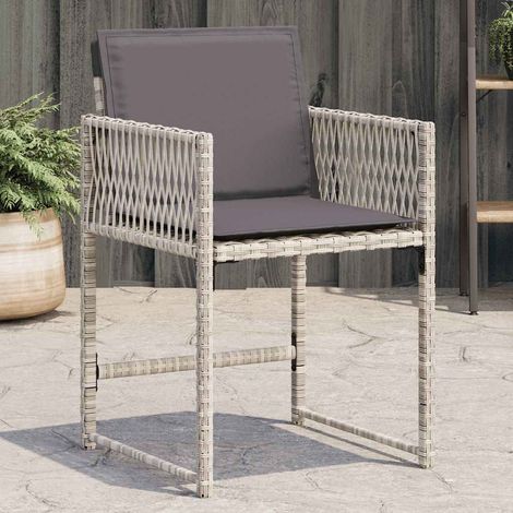 Gartenstühle mit Kissen 4 Stk. Hellgrau Poly Rattan (1/5)