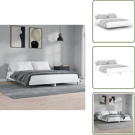 Bettgestell Weiß 120x200 cm Holzwerkstoff - Bettes Gestell - Doppelbett - Holzrahmen - Weißes Bett - Lattenrost