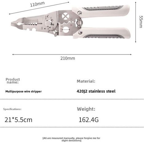 Pince transfrontalière 092B – Ressort externe – Dénude et tire – Grade industriel – Pour électricien (1/5)