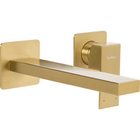 Grifo monomando de latón empotrado para lavabo en pared dorado Antofagasta (1/5)