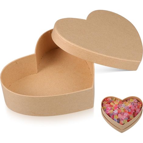 Boîte cadeau en forme de cœur avec couvercle en papier kraft, rangement élégant pour fleurs et bonbons, pour mariages, anniversaires et vacances (1/5)